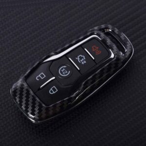 Getfarway 4/5-Button Key Carbon Fiber Hard Smart Key Cover Fob Case Keyless Compatible with Ford Fusion Mustang Edge F150 F250 Explorer Mondeo Lincoln Key Fob Shell Smart Key Fob Cover