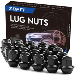 ZOFFI M12x1.5 One-Piece Lug Nuts - Replacement for 2006-2019 Ford Fusion, 2000-2019 Ford Focus, 2001-2019 Ford Escape Factory Wheel - 20pcs Black Closed End M12x1.5 Lug Nuts