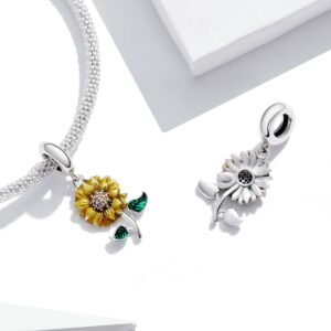 Manhe Charms Sunflower Charms Sterling Silver Charms fit Pandora Charms Bracelet,You are My Sunshine Charms Pendant Necklaces Jewelry Gifts for Women Girls Mom Wife