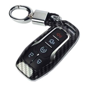 Getfarway 4/5-Button Key Carbon Fiber Hard Smart Key Cover Fob Case Keyless Compatible with Ford Fusion Mustang Edge F150 F250 Explorer Mondeo Lincoln Key Fob Shell Smart Key Fob Cover