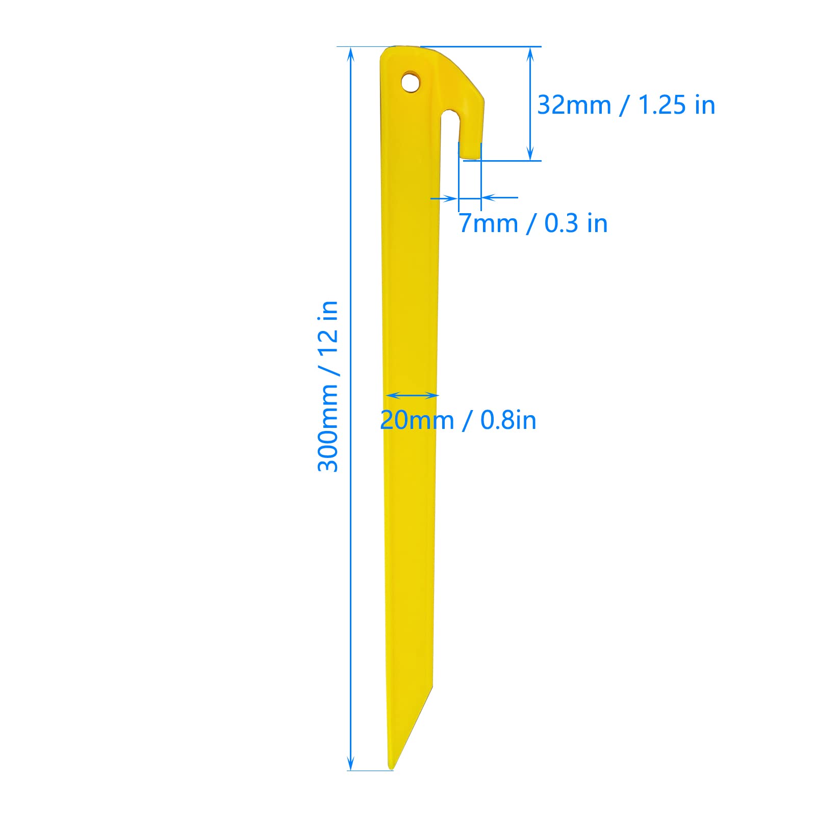 20x Heavy Duty Plastic Tent/Awning pegs, Tent Stakes, Sand Stakes for Beach, 300mm / 12Inch Length, Camping Caravan