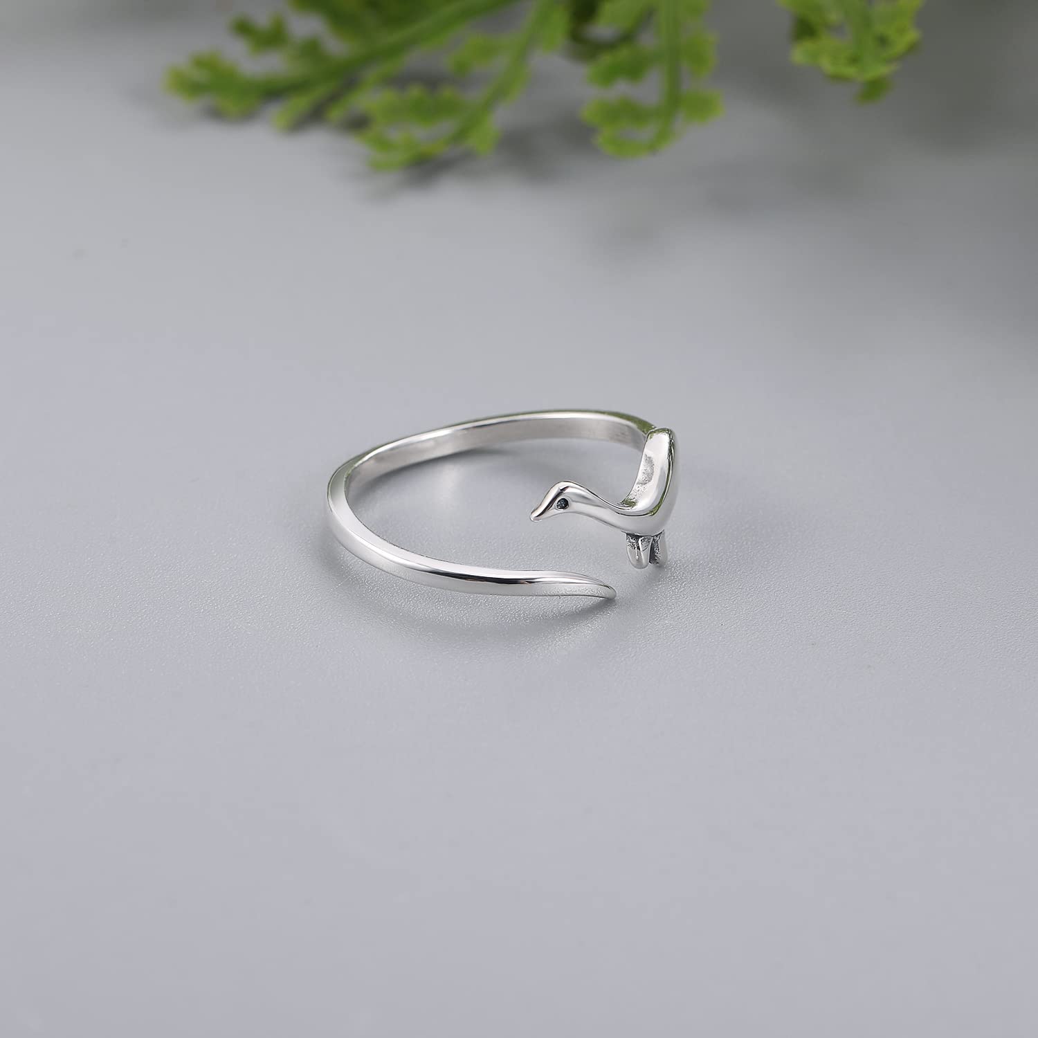 LOVECOM 925 Sterling Silver Dinasaur Ring Stacking Cute Animal Open Finger Rings Adjustable Rings Bands for Women Jewelry Birthday Graduation Gifts for Her