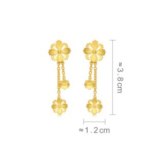 CHOW SANG SANG 999.9 24K Gold Price-by-Weight 4.86g Gold Blossom Drop Earrings for Women and Wedding Occasion 86942E