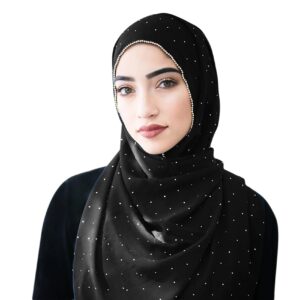 ankomina women soft chiffon rhinestone long scarf shawl fashion muslim hijab head wrap scarves