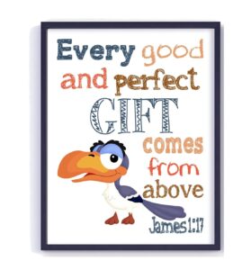 zazu lion king christian bible verses quotes nursery kids room unframed print - every good and perfect gift comes from above - james 1:17