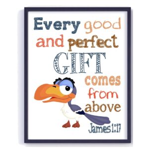 Zazu Lion King Christian Bible Verses Quotes Nursery Kids Room Unframed Print - Every Good and Perfect Gift Comes From Above - James 1:17