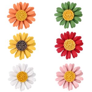 MEEDOZ 6pcs Multicolor Enamel Daisy Flower Lapel Jewelry Brooch Pin Set for Women Clothes Collar Dress Scarf Bag Daily Decoration