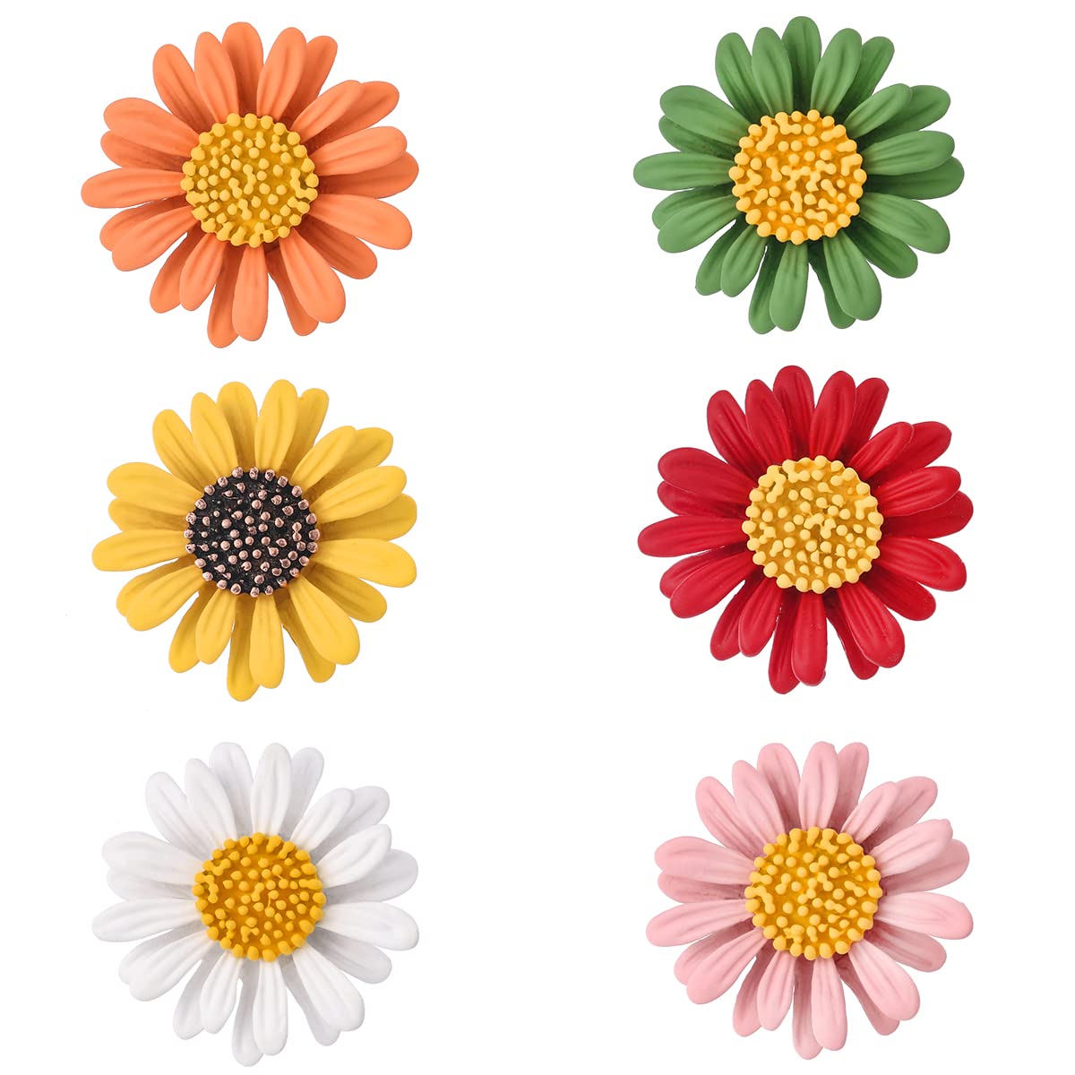 MEEDOZ 6pcs Multicolor Enamel Daisy Flower Lapel Jewelry Brooch Pin Set for Women Clothes Collar Dress Scarf Bag Daily Decoration