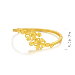 CHOW SANG SANG Cultural Blessings Daily Bliss 999.9 24K Gold Price-by-Weight 23.2g Gold Blossom Bangle (Size: 6) for Women and Wedding Occasion 88427K