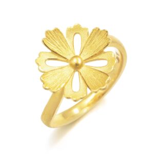 chow sang sang 999.9 24k gold price-by-weight 3.74g gold blossom ring (size 13) for women and wedding occasion 86941r