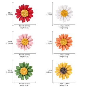 MEEDOZ 6pcs Multicolor Enamel Daisy Flower Lapel Jewelry Brooch Pin Set for Women Clothes Collar Dress Scarf Bag Daily Decoration