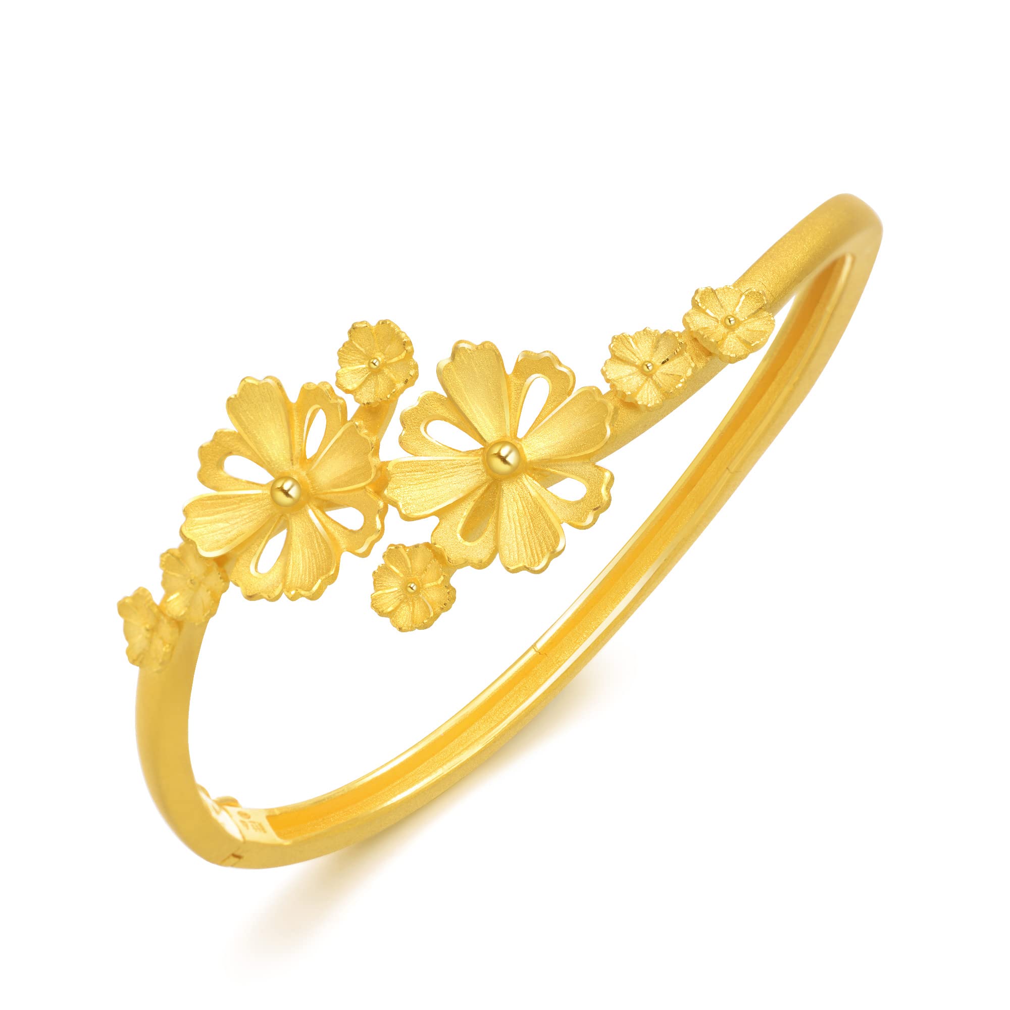 CHOW SANG SANG Cultural Blessings Daily Bliss 999.9 24K Gold Price-by-Weight 23.2g Gold Blossom Bangle (Size: 6) for Women and Wedding Occasion 88427K