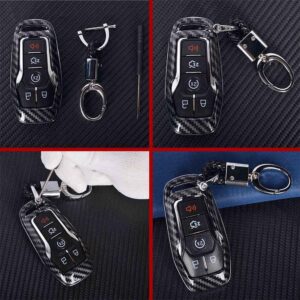 Getfarway 4/5-Button Key Carbon Fiber Hard Smart Key Cover Fob Case Keyless Compatible with Ford Fusion Mustang Edge F150 F250 Explorer Mondeo Lincoln Key Fob Shell Smart Key Fob Cover