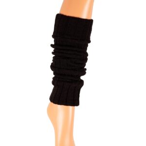 SERIMANEA Wool Knit Long Leg Warmers for Women and Girls, Warm and Comfortable, Black, Winter Ankle Cuffs, Medium Size, Max Circumference 14.5" and Calf Length 23.6"