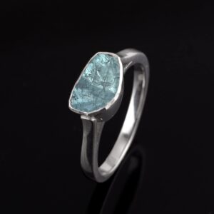 MOONEYE 0.50 CTW Natural Blue Diamond Polki Solitaire Handmade Women Ring, 925 Sterling Silver Thanksgiving Ring White Gold Plated (10)