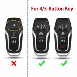 Getfarway 4/5-Button Key Carbon Fiber Hard Smart Key Cover Fob Case Keyless Compatible with Ford Fusion Mustang Edge F150 F250 Explorer Mondeo Lincoln Key Fob Shell Smart Key Fob Cover