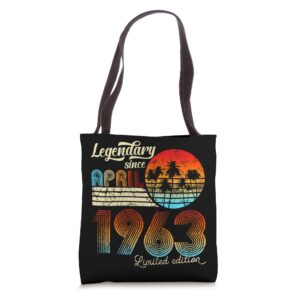 60. birthday 60 legendary since april 1963 gift tote bag