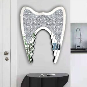 ZOLAPI Guardian Angel Wing,Crystal Rhinestone Diamond Glass Mirror,Heavenly Wings for Home Decor,Perfect Wall Decoration for Bedroom/Living Room/Hallway(16”x20”x1”)