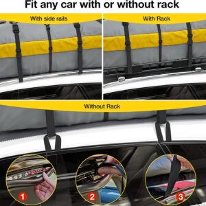 WILDROAD Car Roof Bag Rooftop Cargo Carrier, 21 Cubic Feet Waterproof Roof Luggage Cargo Carrier Bag with Anti-Slip Mat for All Cars Vehicles SUV with/without Rack (21 Cubic Feet)