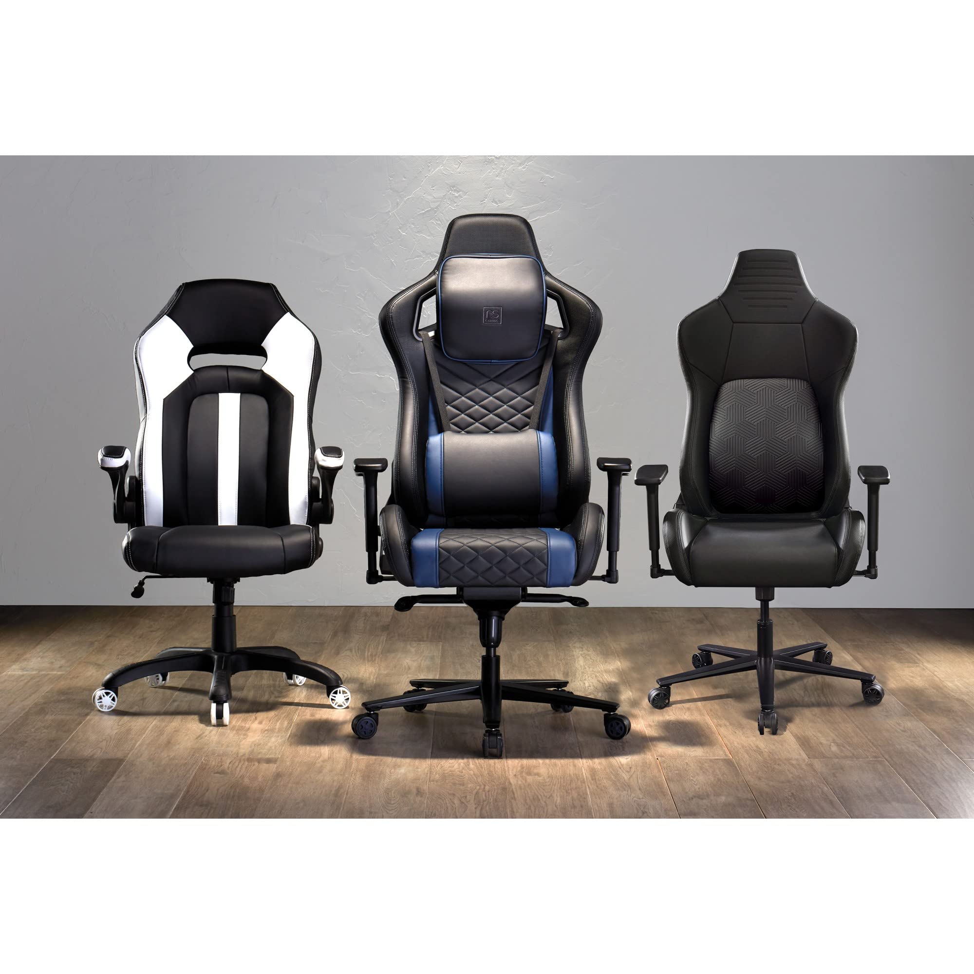 RS Gaming™ Vertex Ergonomic Faux Leather High-Back Gaming Chair, Black, BIFMA Compliant