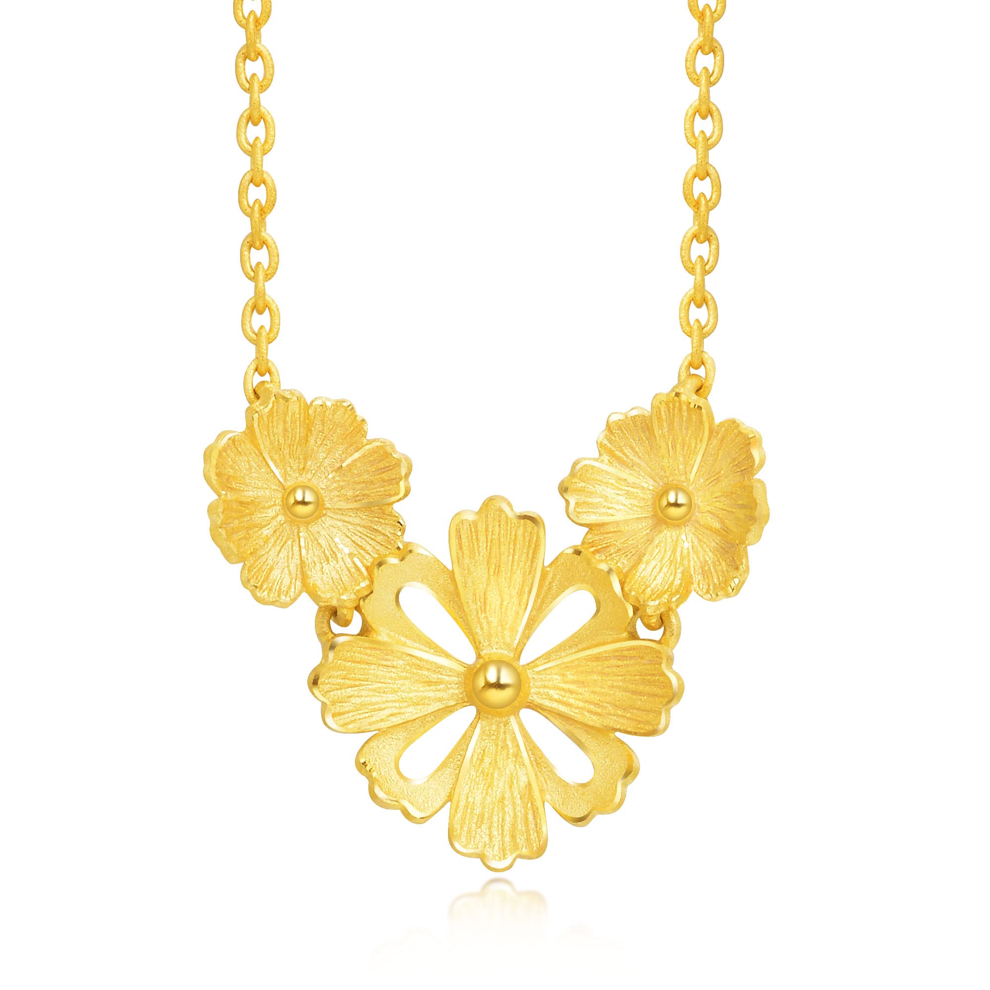 CHOW SANG SANG 999.9 24K Gold Price-by-Weight 9.73g Gold Blossom Necklace (45 CM) for Women and Wedding Occasion 88235N