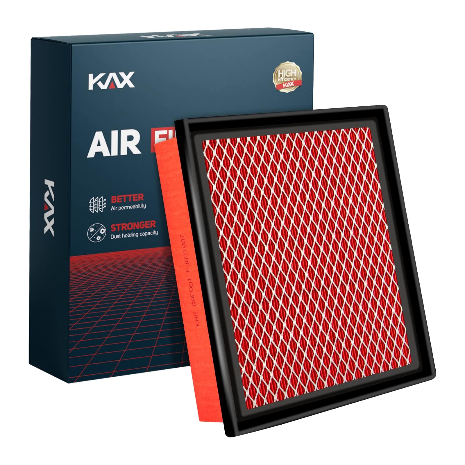 KAX Premium Engine Air Filter, GAF001 (CA10755) Replacement for Camry, Highlander, Sienna, Avalon, ES350, NX200T, NX300, RX350, RX350L, Durango, Grand Cherokee, 200% Longer Life