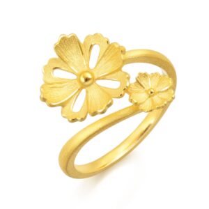 chow sang sang cultural blessings daily bliss 999.9 24k gold price-by-weight 3.36g gold luxurious blossom ring (size 13) for women and wedding occasion 88427r (13) (17)