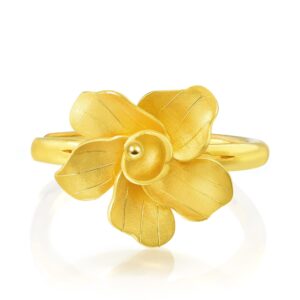 CHOW SANG SANG 999.9 24K Gold Price-by-Weight 5.24g Gold Floral Ring for Women and Wedding Occasion 90352R | Adjustable Ring