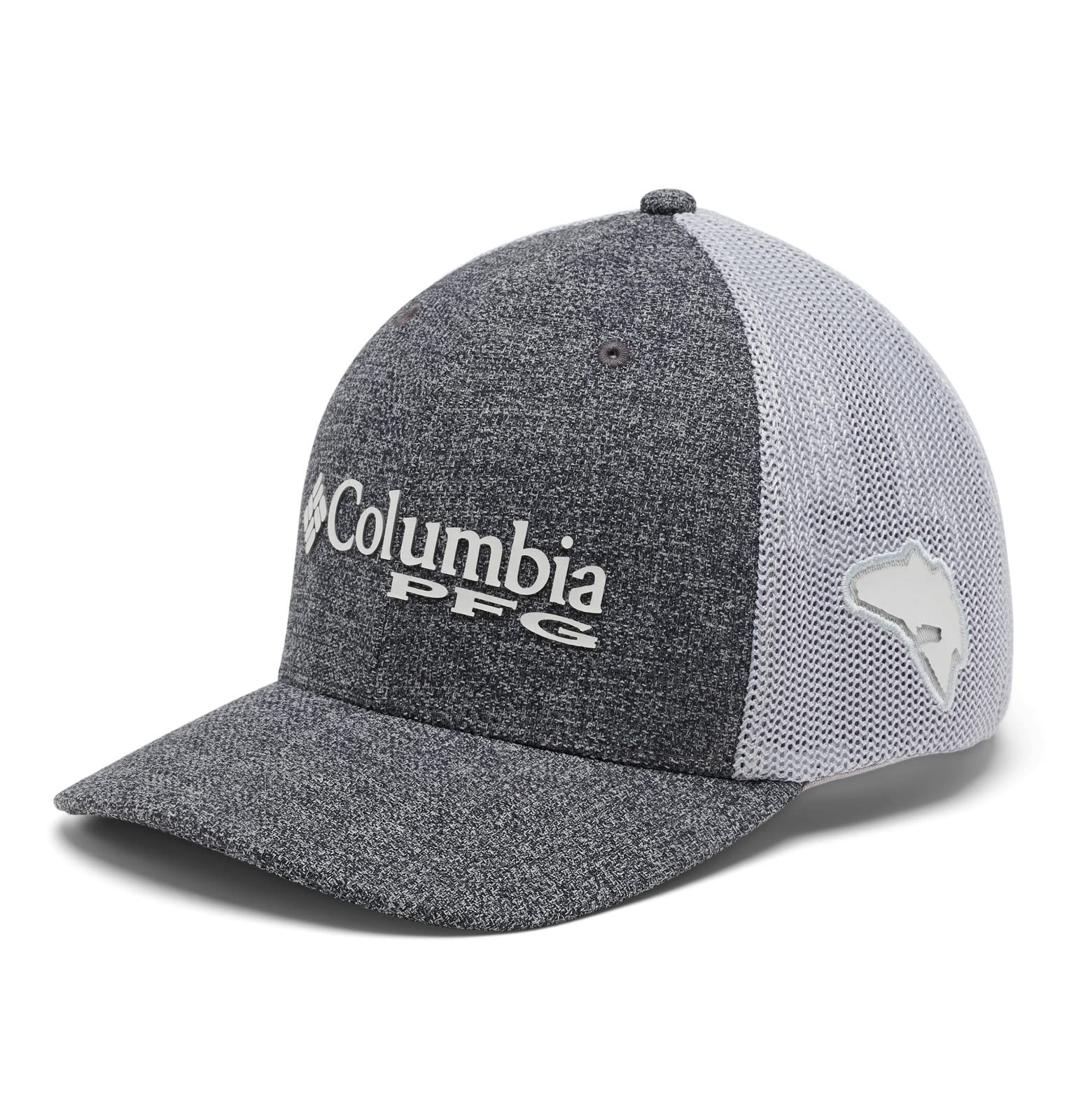 Columbia Unisex PFG Logo Mesh Ball Cap - Mid, Grill Heather/Cool Grey, Large/X-Large