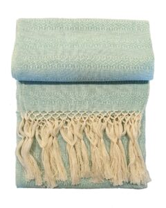 alkimia inc mexican handmade cotton rebozo shawl (turquoise)