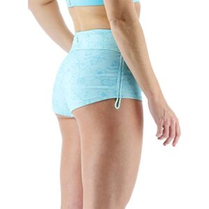 TYR Women's Standard Della Boyshort for Swimming, Yoga, Fitness, and Workout, Teal, Small