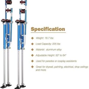 Drywall Stilts, 50"-64" Adjustable Stilts Drywall Stilts Made, for Builder Decorator Painting Plastering Taping