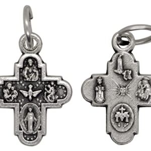 ½" Genuine Italian 4-Way Cross Pendant | Pack of 10 | Beautiful Silver Charm | Simple and Detailed Pendant | Christian Jewelry