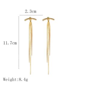 Trendy Gold Long Tassel Earrings Simple Chandelier Tassel Chain Dangle Drop Earrings Bridesmaid Wedding Party Jewelry for Women (Gold)