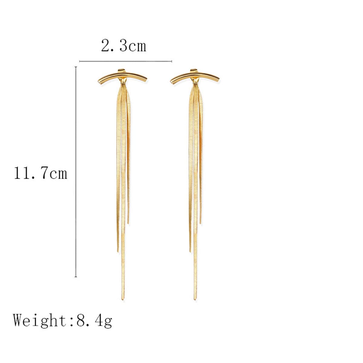 Trendy Gold Long Tassel Earrings Simple Chandelier Tassel Chain Dangle Drop Earrings Bridesmaid Wedding Party Jewelry for Women (Gold)