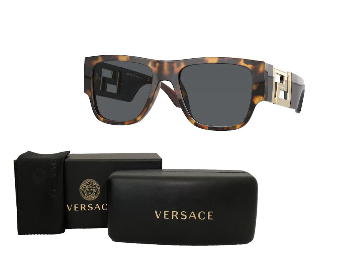 Versace VE4403 511987 57MM Havana/Dark Grey Rectangular Sunglasses for Men + BUNDLE with Designer iWear Eyewear Kit