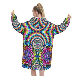 Abstract Mushroom Colorful Wearable Blanket Shirt Printed Pullover Super Dalian Hoodie Tv Blanket With Sleeves And Pockets