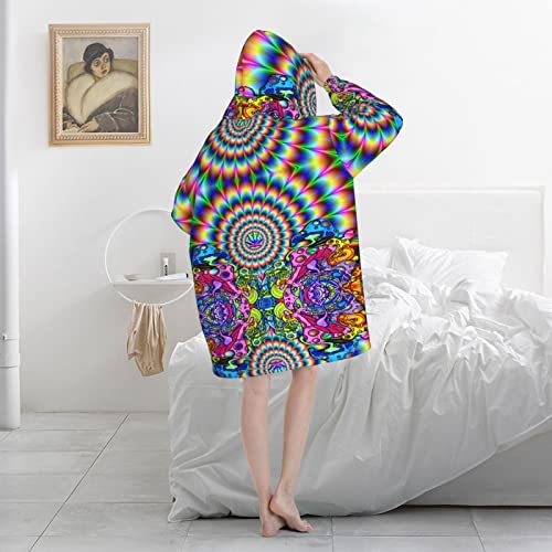 Abstract Mushroom Colorful Wearable Blanket Shirt Printed Pullover Super Dalian Hoodie Tv Blanket With Sleeves And Pockets