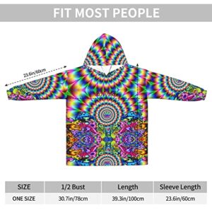 Abstract Mushroom Colorful Wearable Blanket Shirt Printed Pullover Super Dalian Hoodie Tv Blanket With Sleeves And Pockets