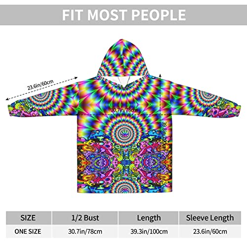 Abstract Mushroom Colorful Wearable Blanket Shirt Printed Pullover Super Dalian Hoodie Tv Blanket With Sleeves And Pockets