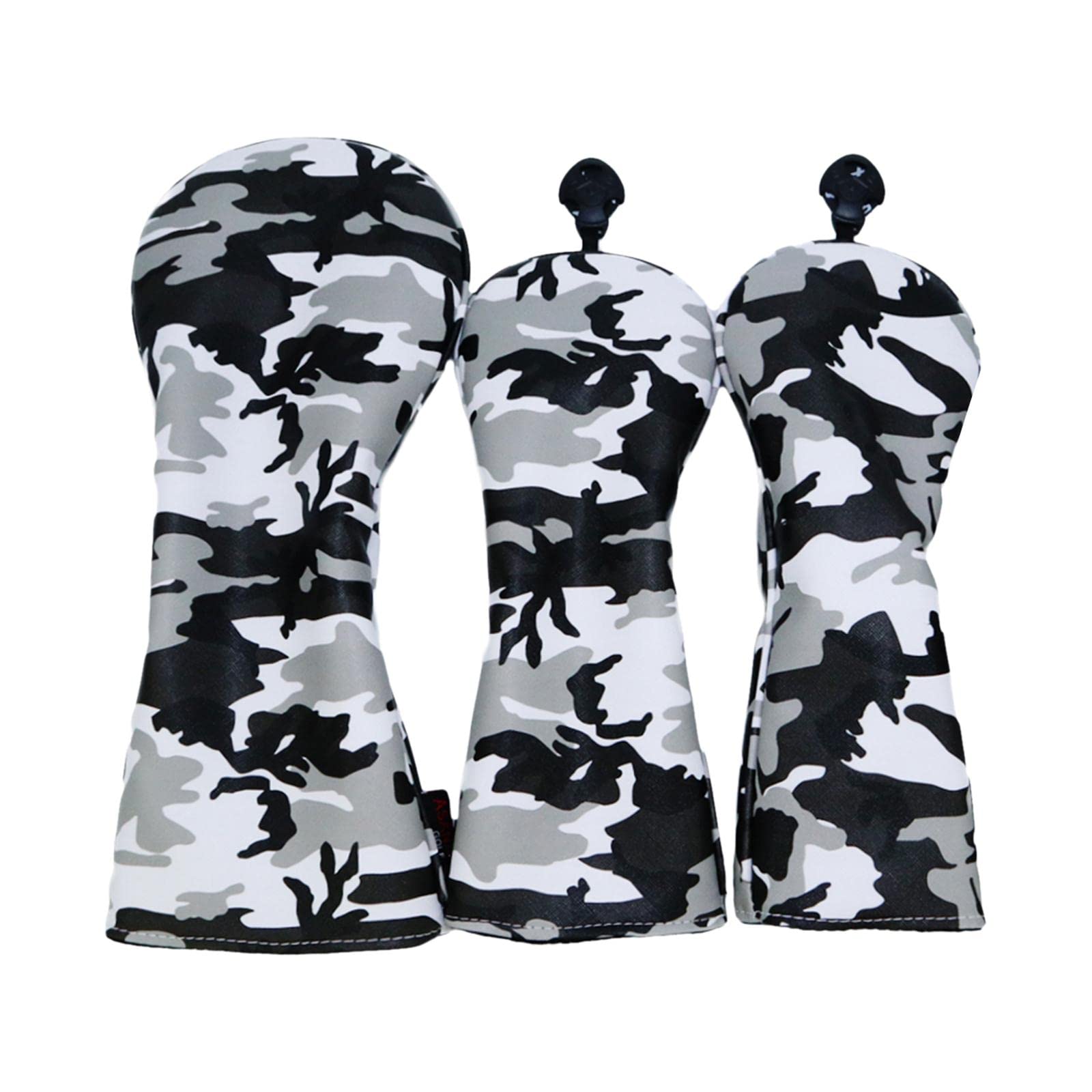 Milageto 3 PCS Waterproof Camouflage Golf Club Head Covers for Fairway Wood and Driver Headcover Black Camo Pattern with Number Tag - 3PCS No 1 3 5