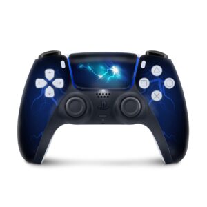 tacky design ps5 blue lightning skin for ps5 controller skin blue, vinyl 3m stickers ps5 controller cover decal full wrap ps5 skins