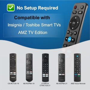 Backlit Remote Replacement for Toshiba/Insignia Smart TV, Compatible with Fire/Roku SmartTV - w/Soundbar Audio Control - (No Voice Search) [NOT for Stick]