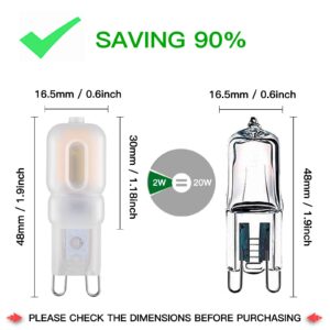 Sriomny G9 LED Bulb 2W (Equivalent to 20W Halogen lamp) T4 G9 Warm White 3000K 120V G9 Base, Crystal Chandelier, 360°Omni-Directional Lighting, Home Lighting Non-dimming 200 lumens 10-Pack