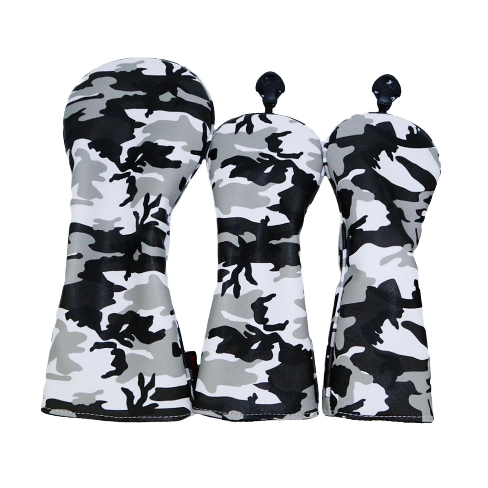 Milageto 3 PCS Waterproof Camouflage Golf Club Head Covers for Fairway Wood and Driver Headcover Black Camo Pattern with Number Tag - 3PCS No 1 3 5