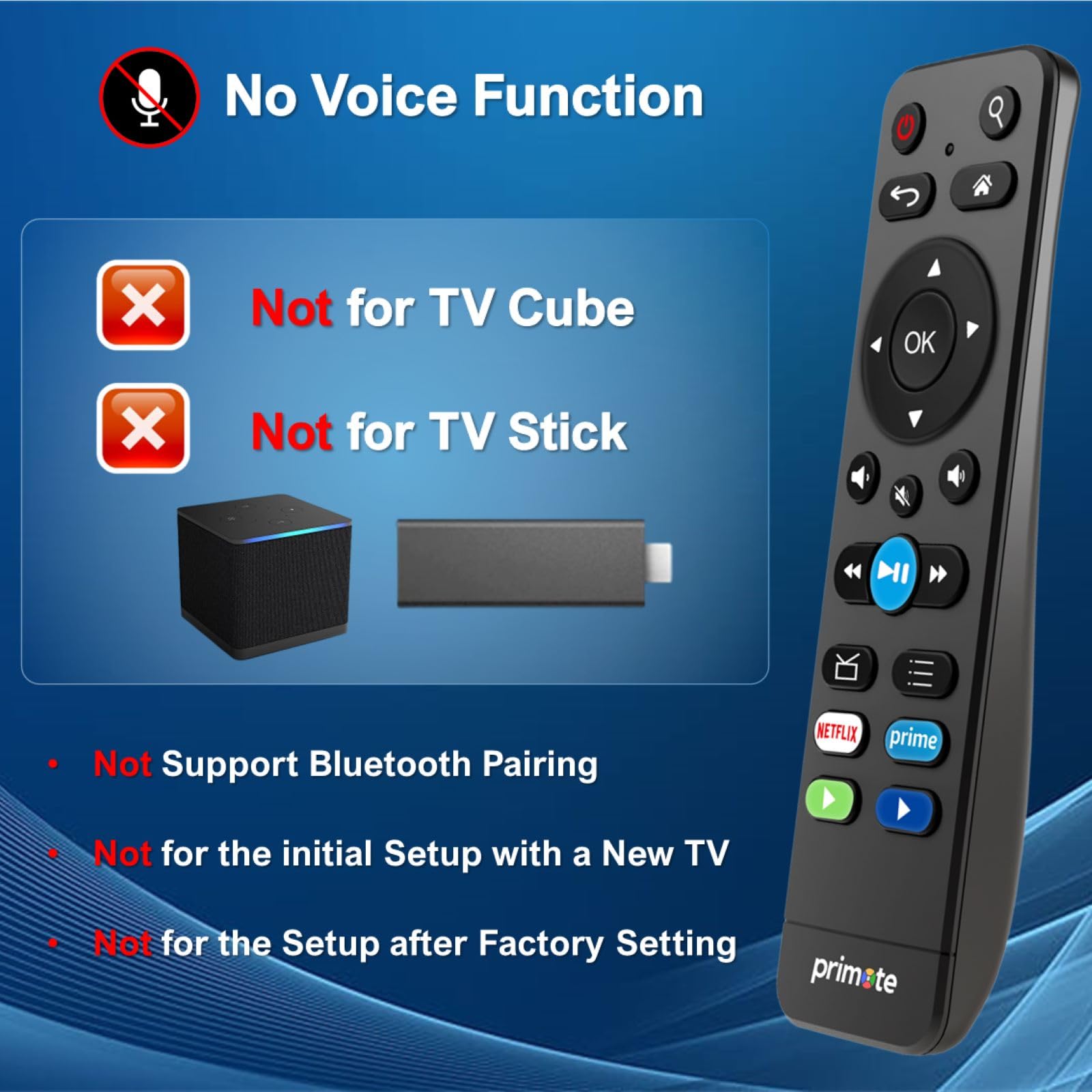 Backlit Remote Replacement for Toshiba/Insignia Smart TV, Compatible with Fire/Roku SmartTV - w/Soundbar Audio Control - (No Voice Search) [NOT for Stick]