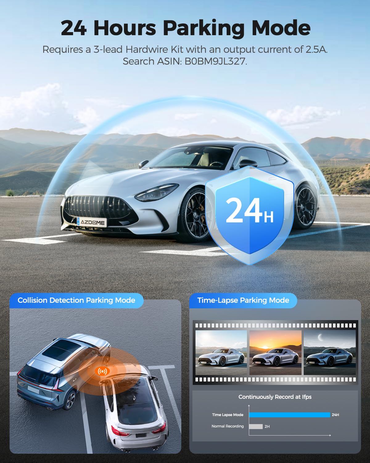 AZDOME 12" Mirror Dash Cam with 4K Detached Front Camera, Rear View Mirror Camera with Sony IMX335, WDR Night Vision, GPS, IPS Full Touch Split Screen, Free 64GB Card, Parking Assistance PG18S