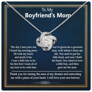 Christmas Gifts For Boyfriends Mom, To My Boyfriends Mom Necklace With Message Card And Box, To My Boyfriends Mom Gift From Girlfriend, Birthday Gifts For Boyfriend's Mom