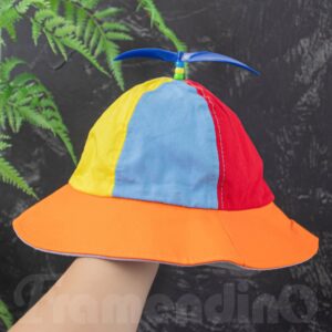 Framendino, Cute Detachable Propeller Bucket Hat Baseball Cap Helicopter Fisherman Hats Rainbow Color Orange