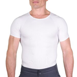 Esteem Apparel Men's Compression Shirt to Hide Gynecomastia Moobs Abs Chest Stomach Slimming Shapewear (White, Large)